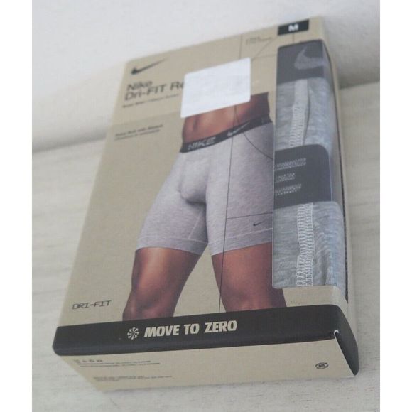 Nike KE1076 033 Men's Sz M (32-34) 2-Pack Gray Dri-FIT ReLuxe Boxer Briefs - Picture 4 of 4